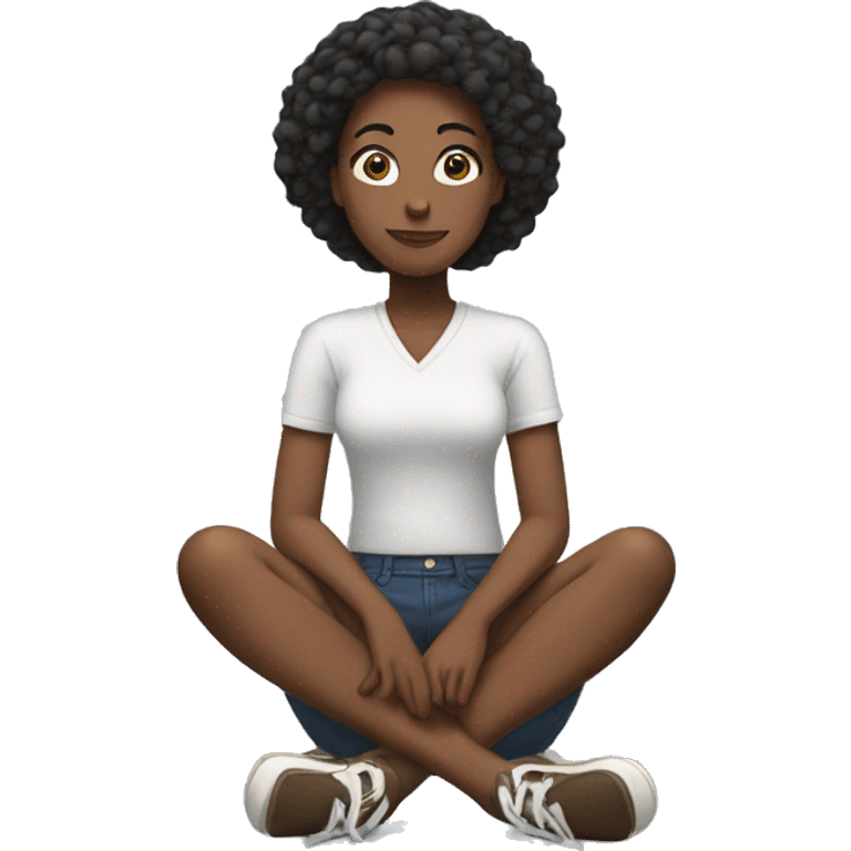 Black woman sitting with legs crossed  emoji