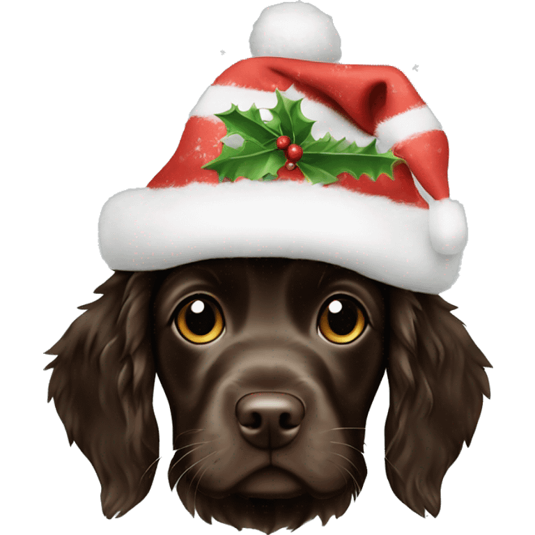 Boykin spaniel puppy Christmas hat emoji