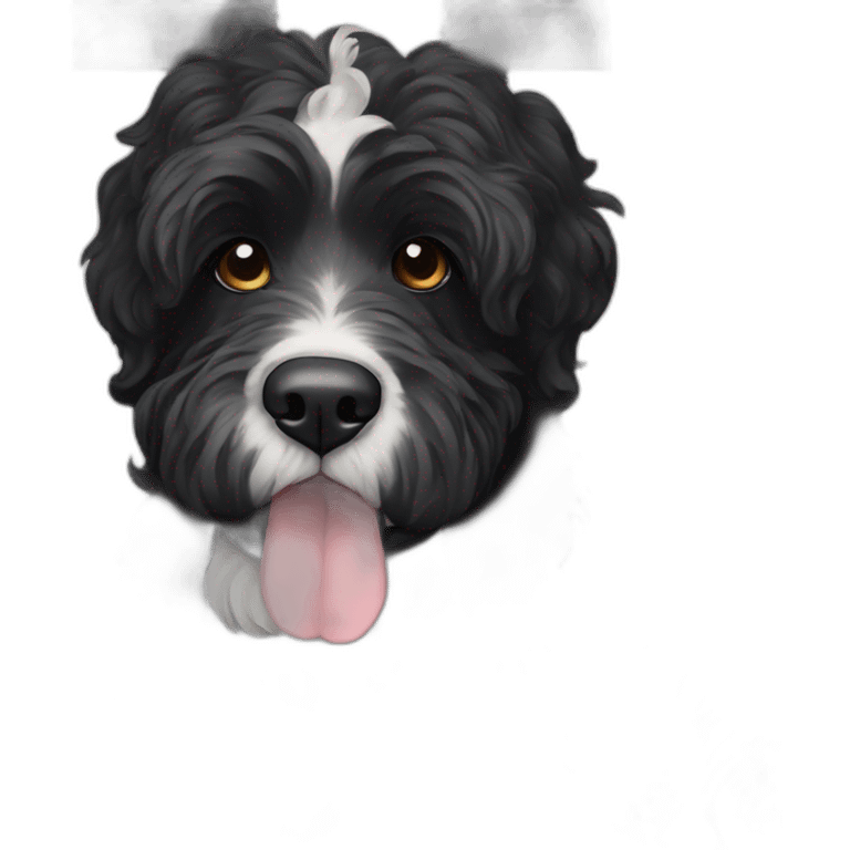 black Portuguese water dog with white chin emoji