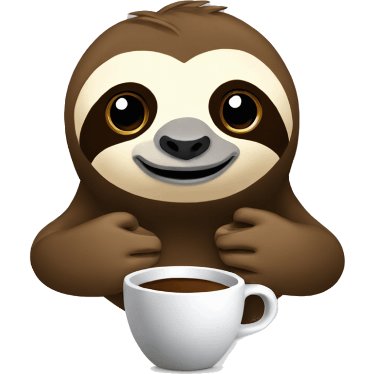 Sloth with coffee mug simple clean ios emoji