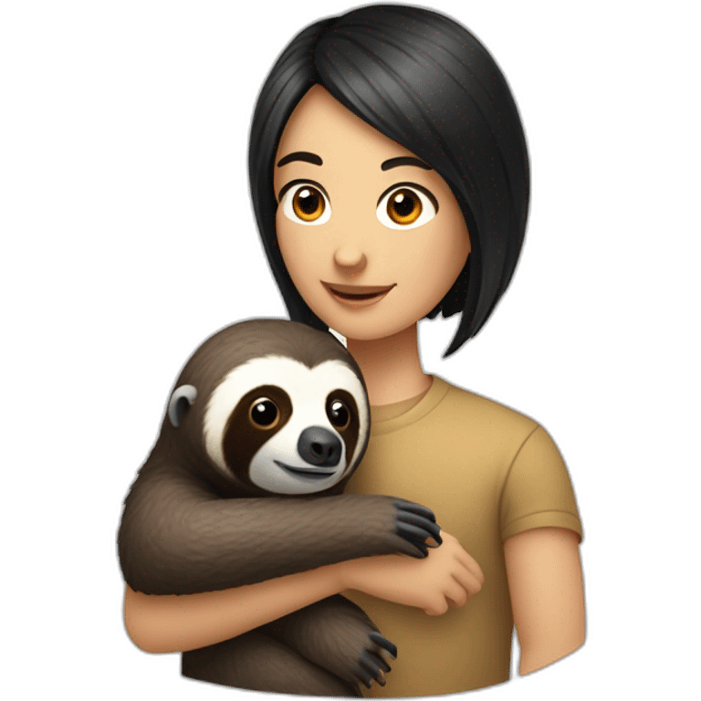 black hair white skin software engineer with a sloth around the neck emoji