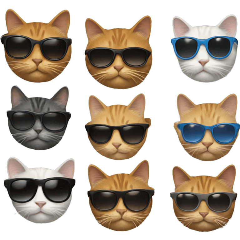 6 cool cats wearing sunglasses emoji