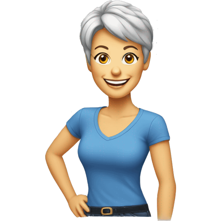 jamie lee curtis cartoon smiling wearing tee emoji