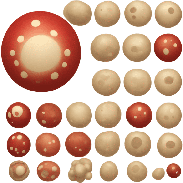 round spore ball icon red and beige palette emoji