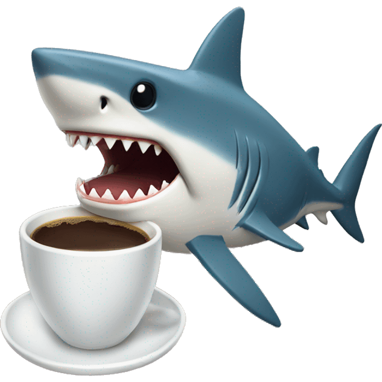 Shark drinking coffee  emoji