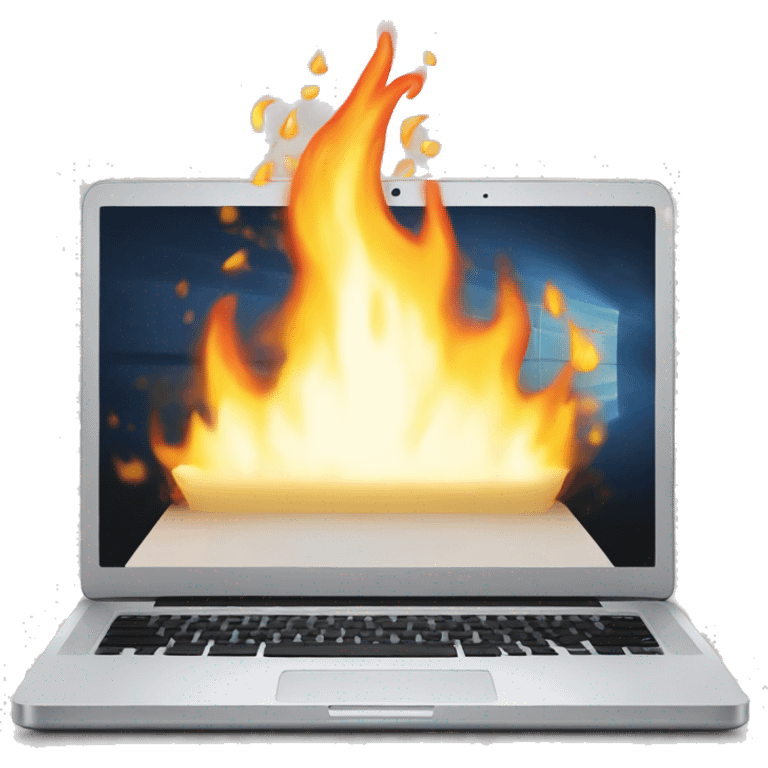 a laptop on fire emoji