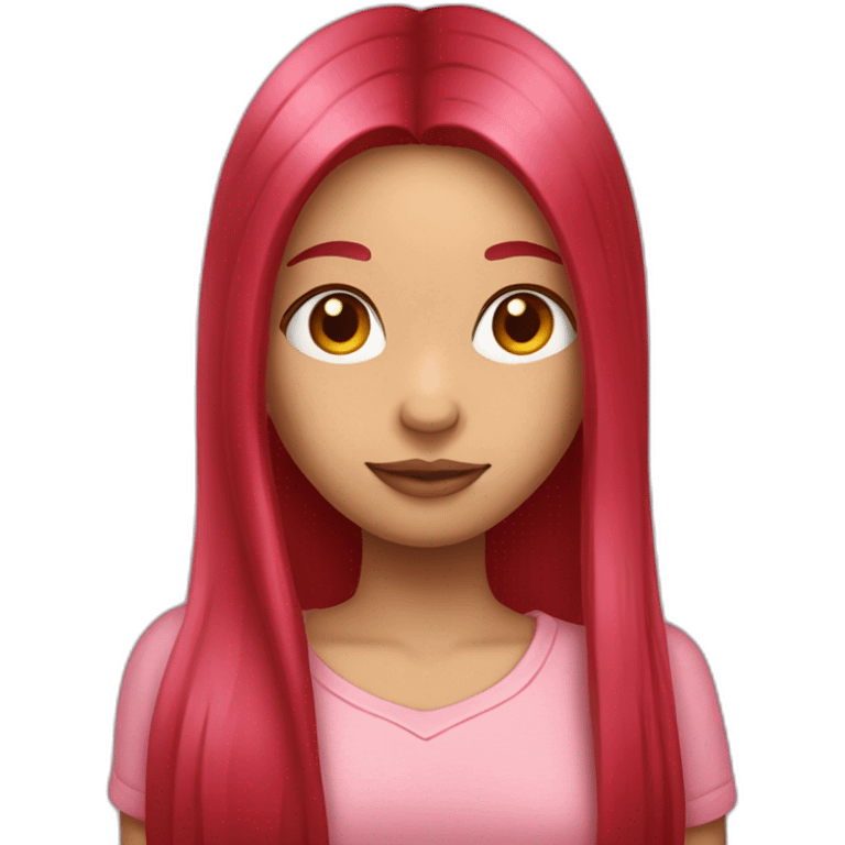 girl-long-straight-rosered-hair-holding-heart emoji