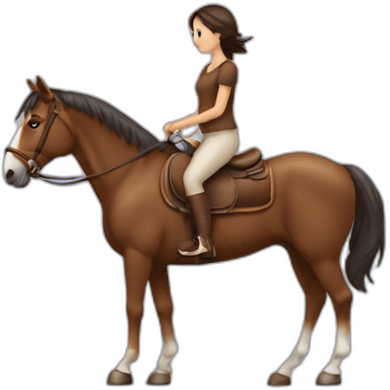 Fille brune avec une queue de cheval emoji