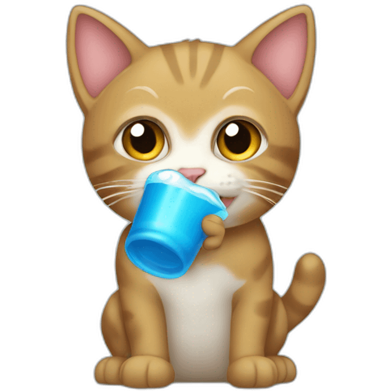 gato tomando bebida azul  emoji