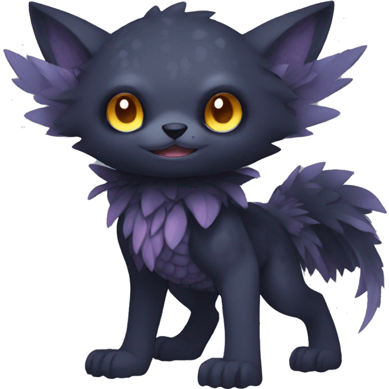 Cute cool fantasy dark-themed animal hybrid Fakemon full body emoji