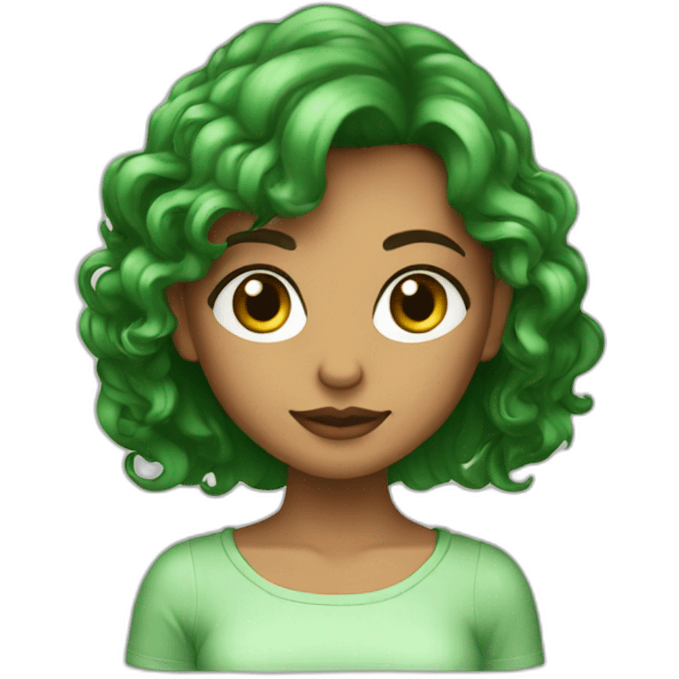 Fille cheveux aubrun en crop top vert emoji