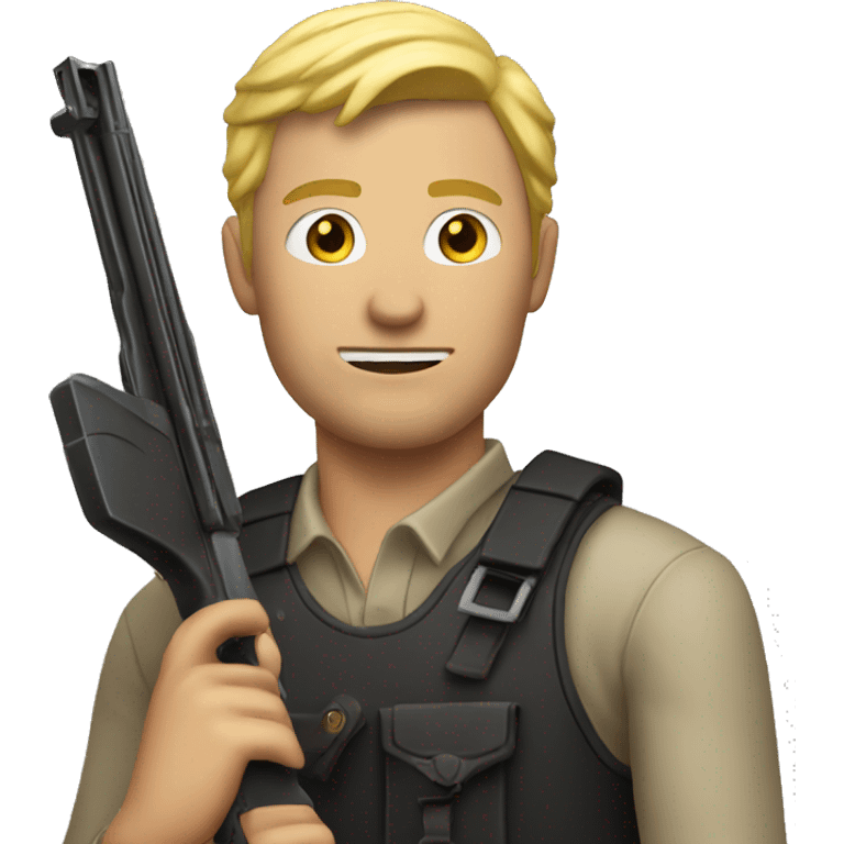 Blonde man holding shotgun  emoji