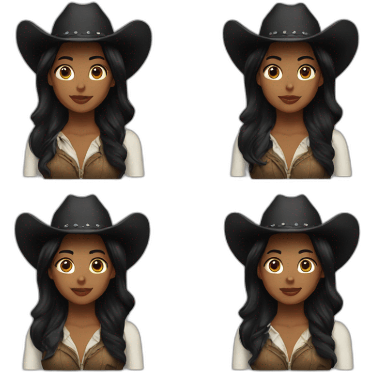 cowgirl straight black hair emoji