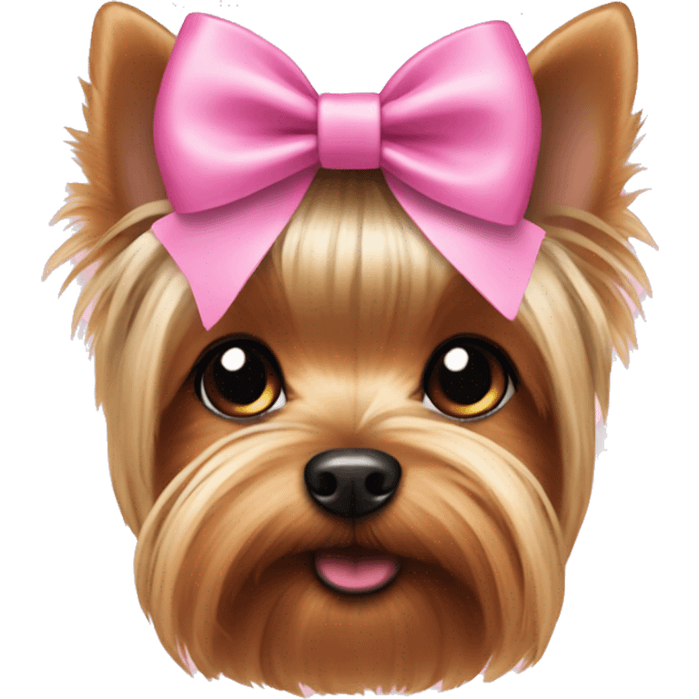 Yorkie wearing a pink bow emoji