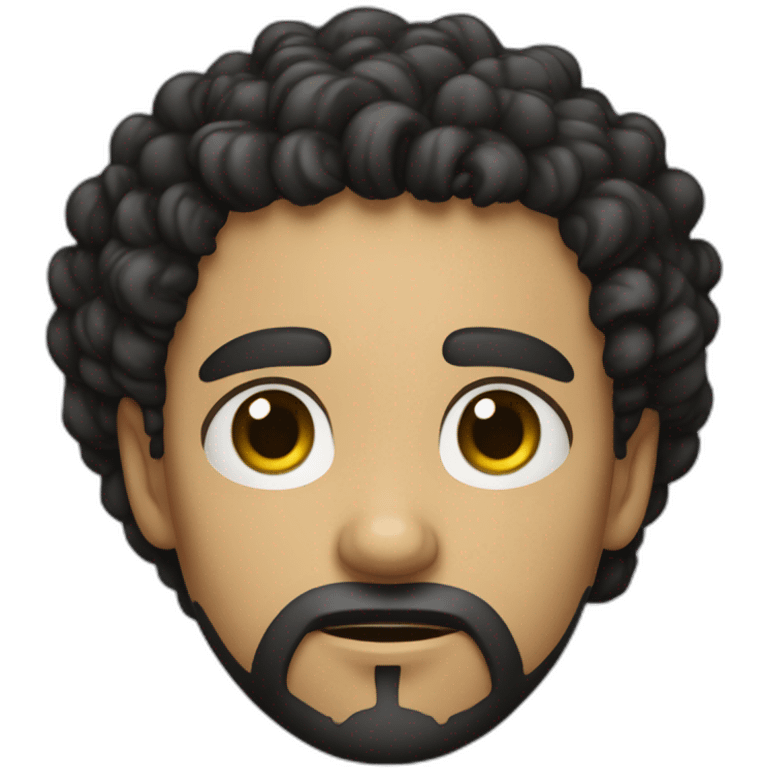 young light-skinned man with curly black hair with black tendrils goatee beard attitude of disgust emoji