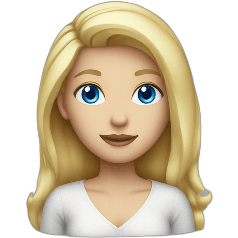 Blonde laptop girl with blue eyes emoji