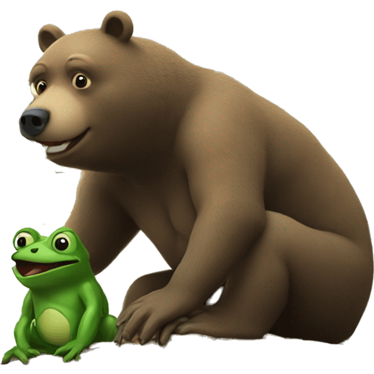 bear eating a frog on top of a house emoji