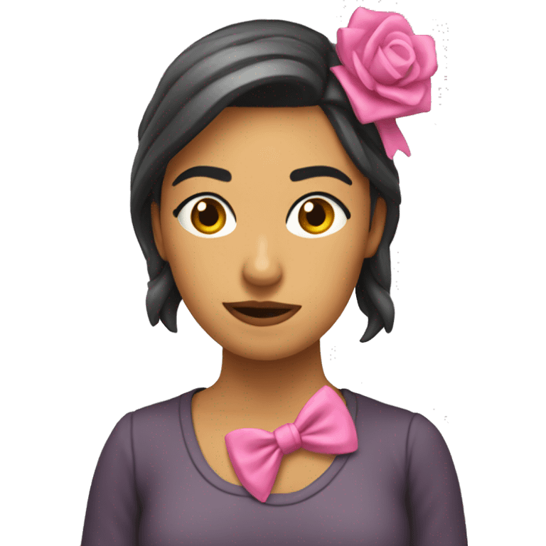 chica con lazo rosa emoji