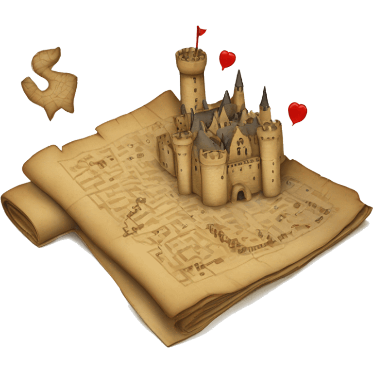 The marauders map with castle and red footprints emoji