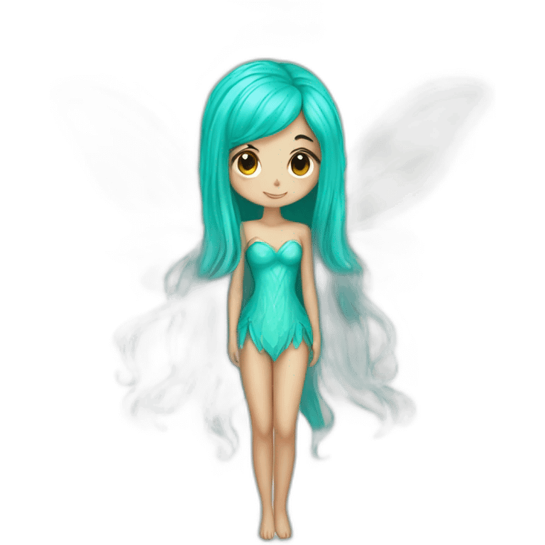 Cute turquoise fairy long hair emoji