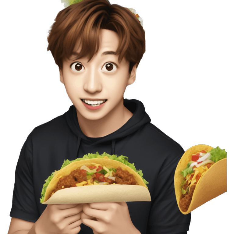 Jungkook of BTS eating a taco emoji