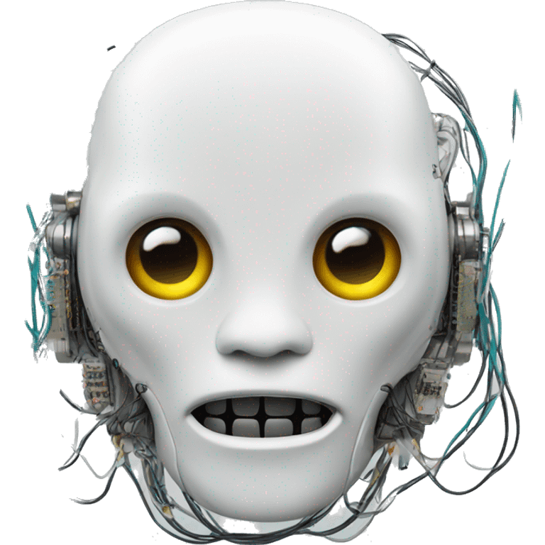 Alien robot head with wires and circuits emoji