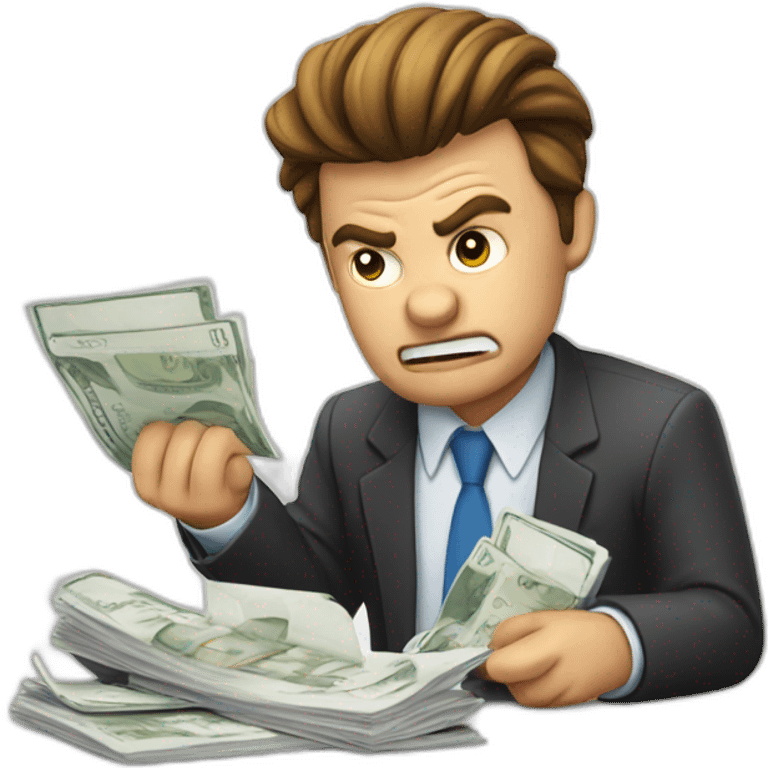 angry business man checking balance sheets emoji