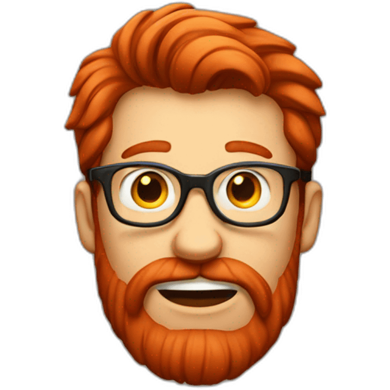 A red-haired guy with a red beard and glasses is surprised emoji