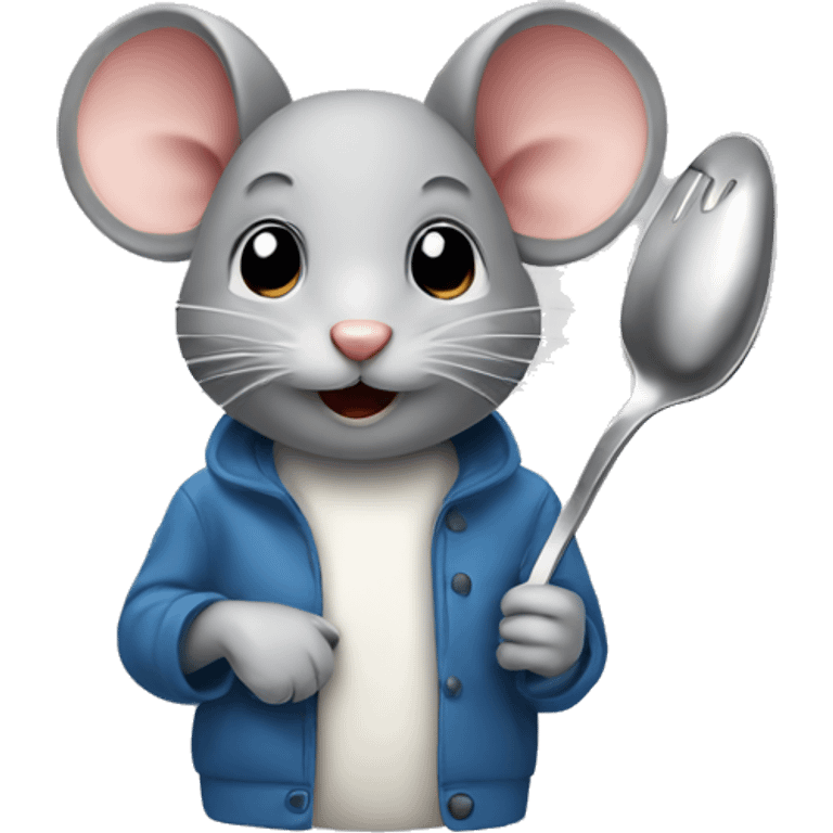 A mouse holding a teaspoon emoji