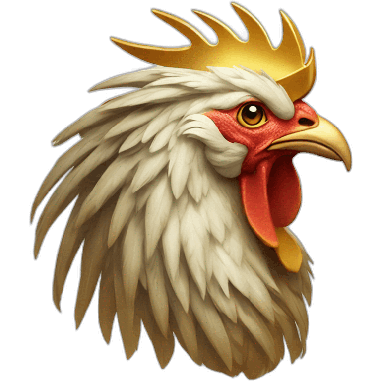 proud and howling golden phoenix rooster with a golden crown on its head emoji