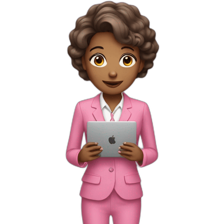 girl with computer wearing pink suit emoji