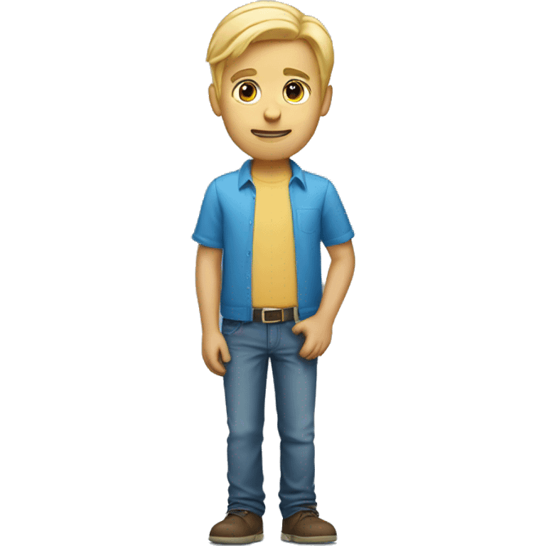 blond tall guy with blue shirt emoji