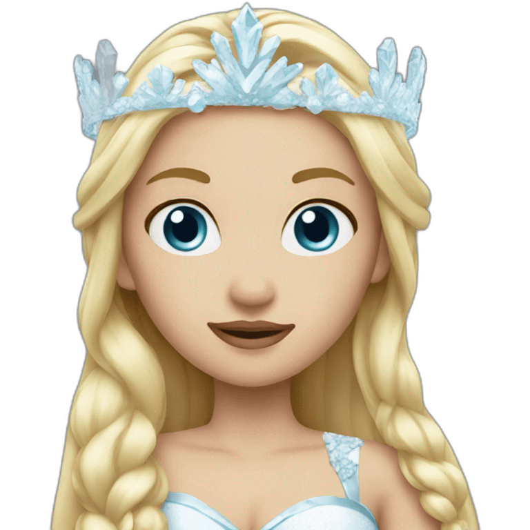 snow princess with long blonde hair wearing an ice crown emoji