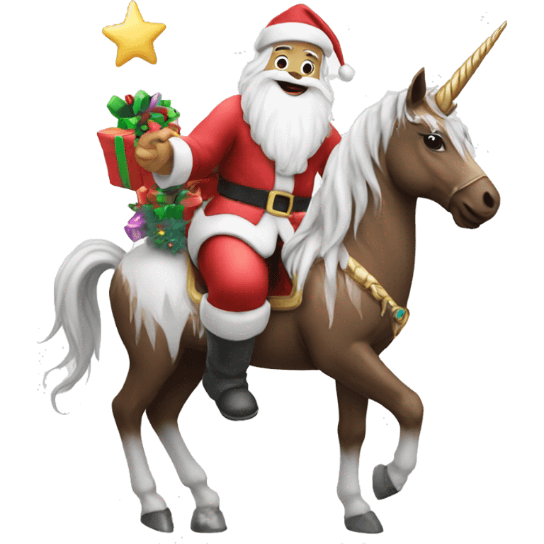 santa with unicorn emoji