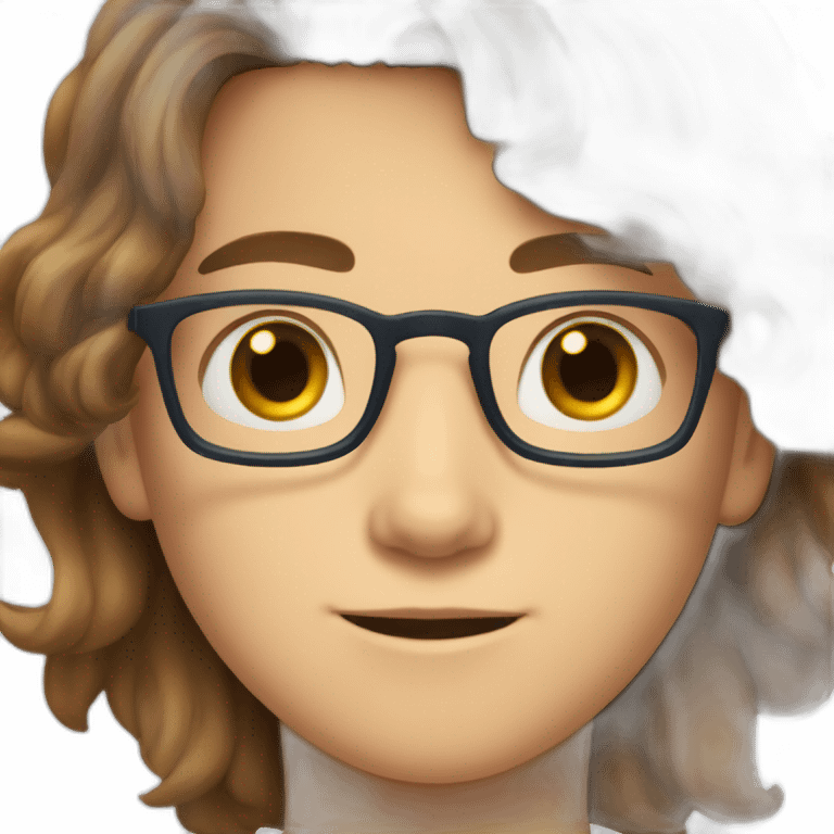 11 year old boy, with blue eyes and brown hair, with glasses as a fortnight charater emoji