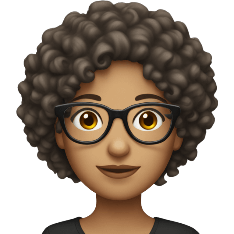 Latina curly hair girl with glasses  emoji