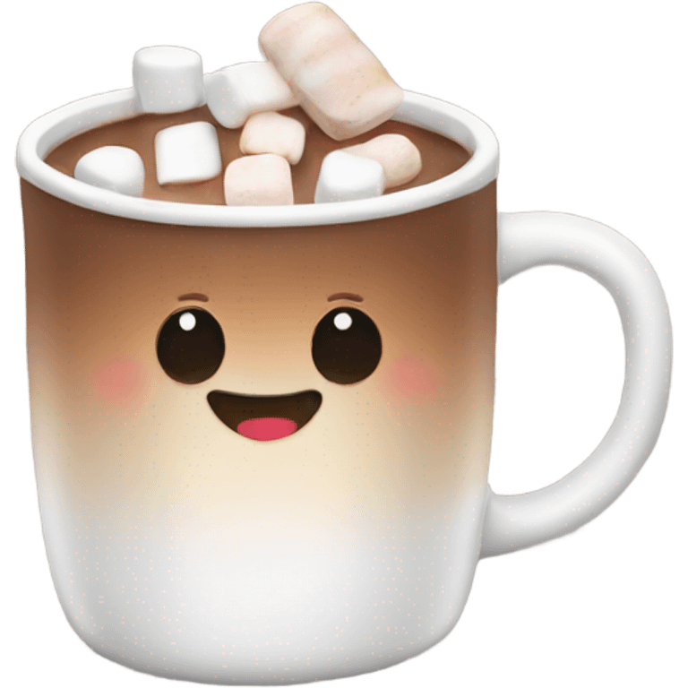 Light brown mug of hot chocolate with marshmallows  emoji