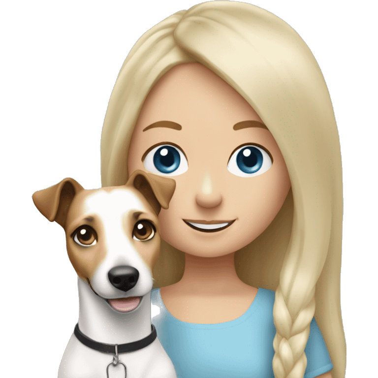 jack russel and girl , blue eyes, with flowing blond hair emoji