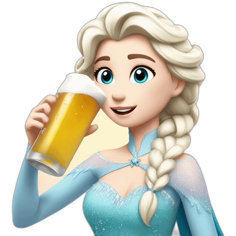 elsa drinking beer emoji