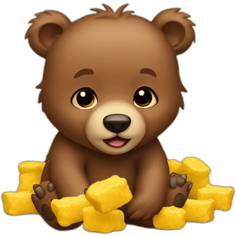 baby grizzly bear with nuggets emoji