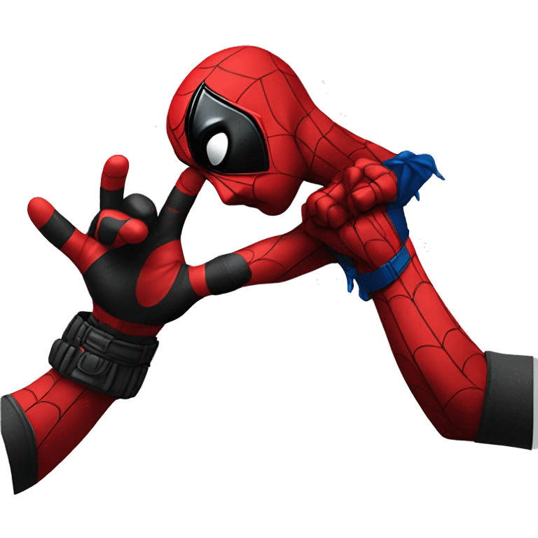 deadpool with spiderman high five emoji