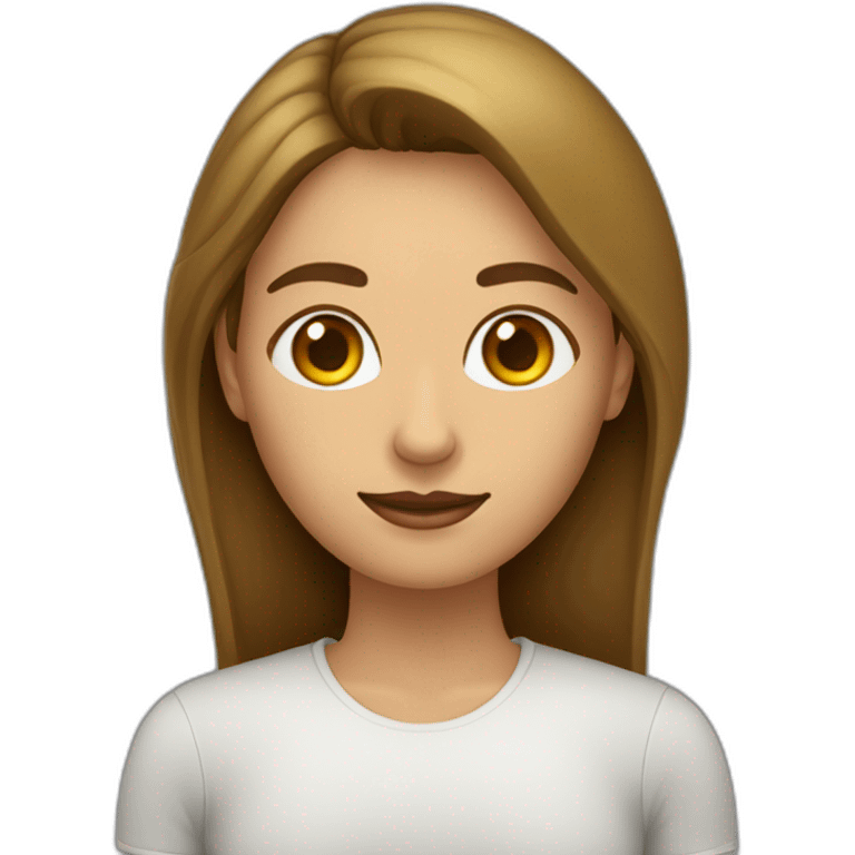 mujer pelo castaño hasta los hombros con anteojos cuadrados y ojos castaños emoji