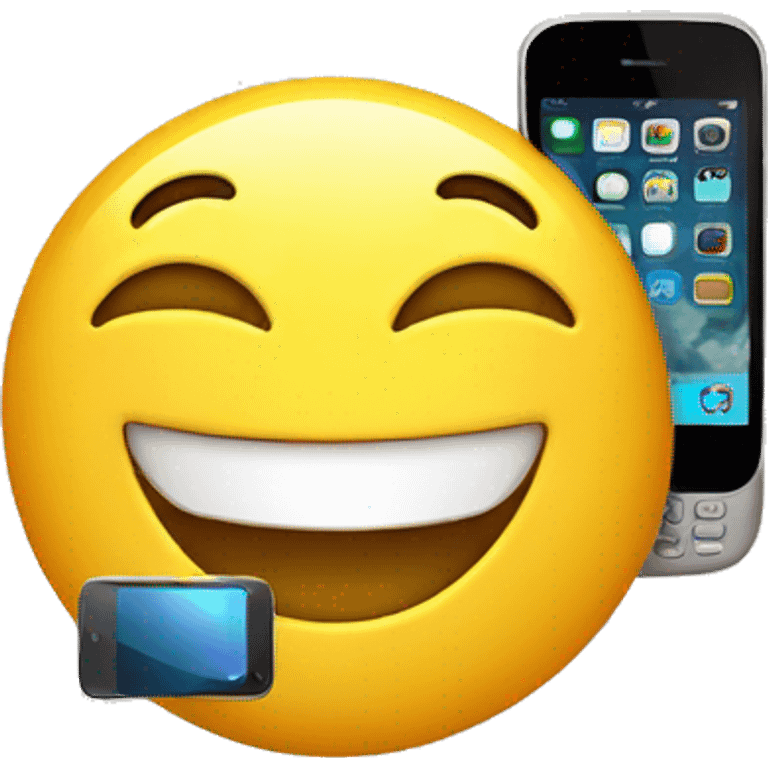 happy face with handphone  emoji