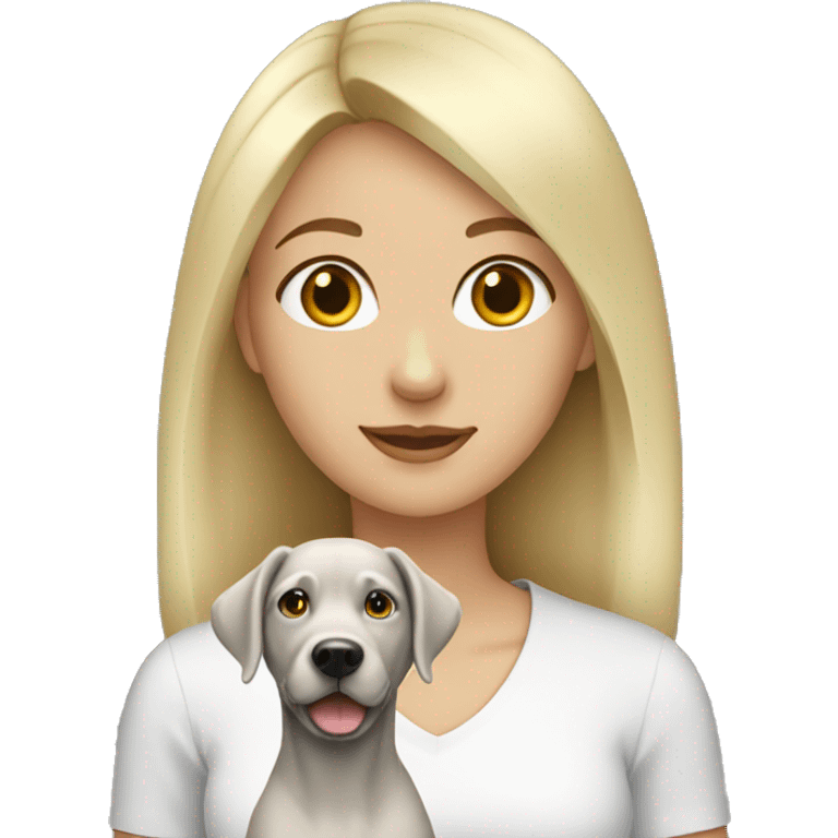 Blonde girl with a silver lab emoji