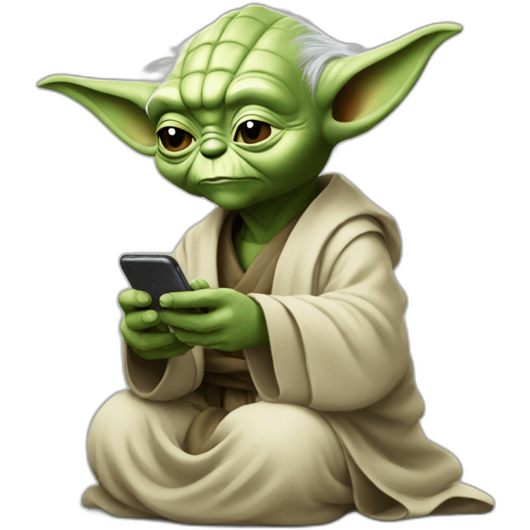 Yoda texting on iphone emoji