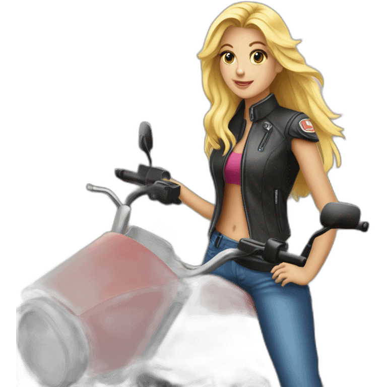 Blonde sur une moto emoji