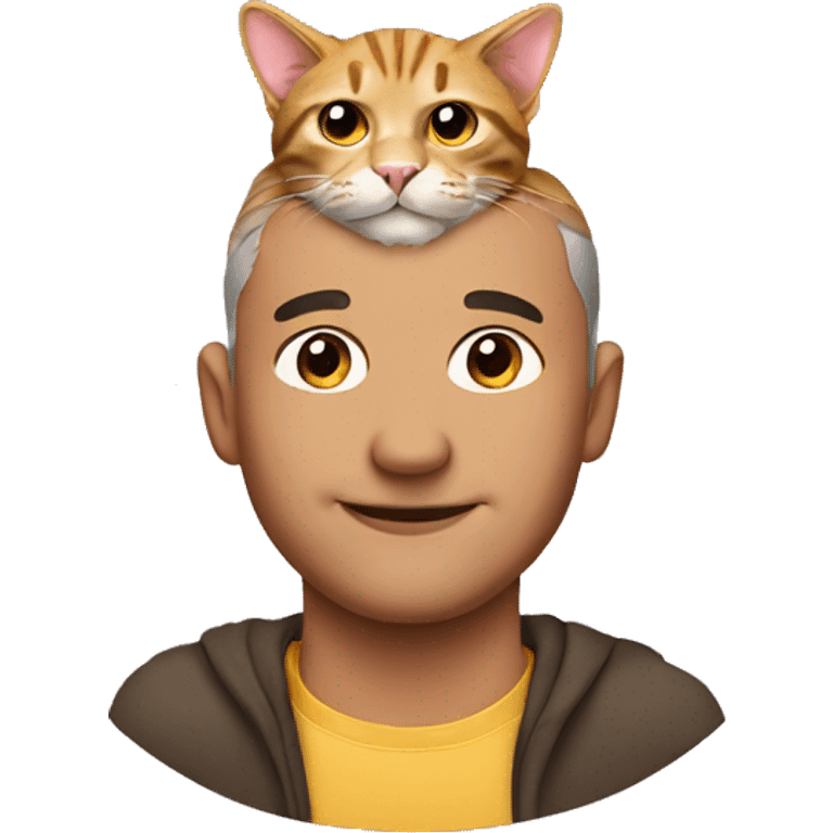 man with a cat ontop of his head emoji