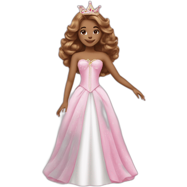 pink white princess with crown and princess dress showing pink nails emoji