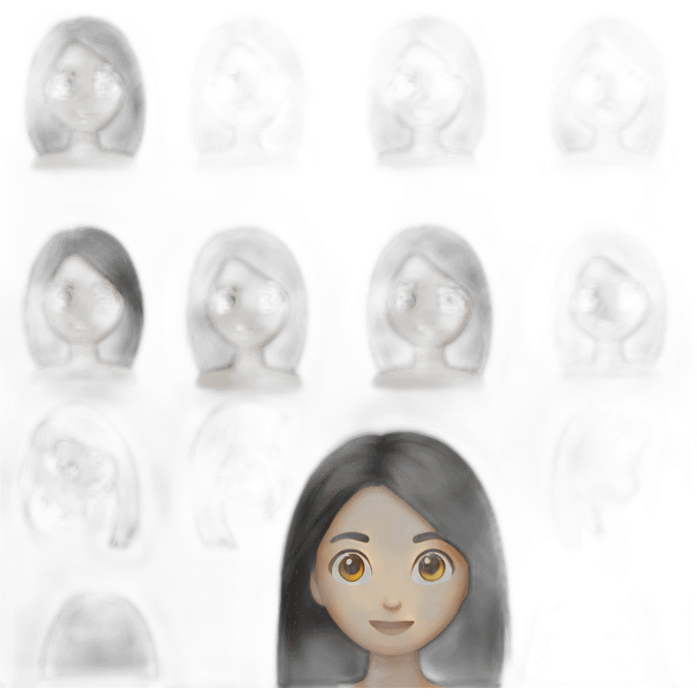 asian woman long black hair using computer emoji