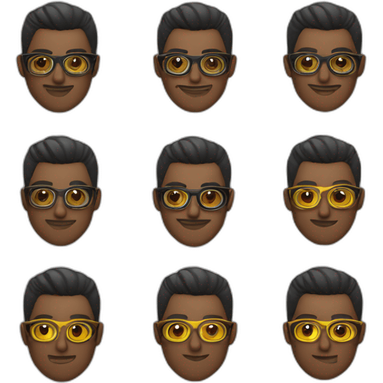 Chico sin pelo pendientes gafas negras emoji